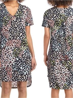 Christian Siriano Black, White, Yellow, Orange Animal Print Top